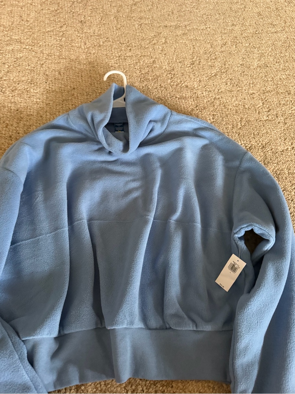 Light Blue Fleece Mock Neck Sweater